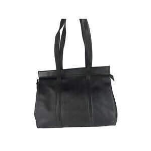 Anne Klein II Womens‎ Black Leather Pockets Tassel Double Handles Shoulder Bag